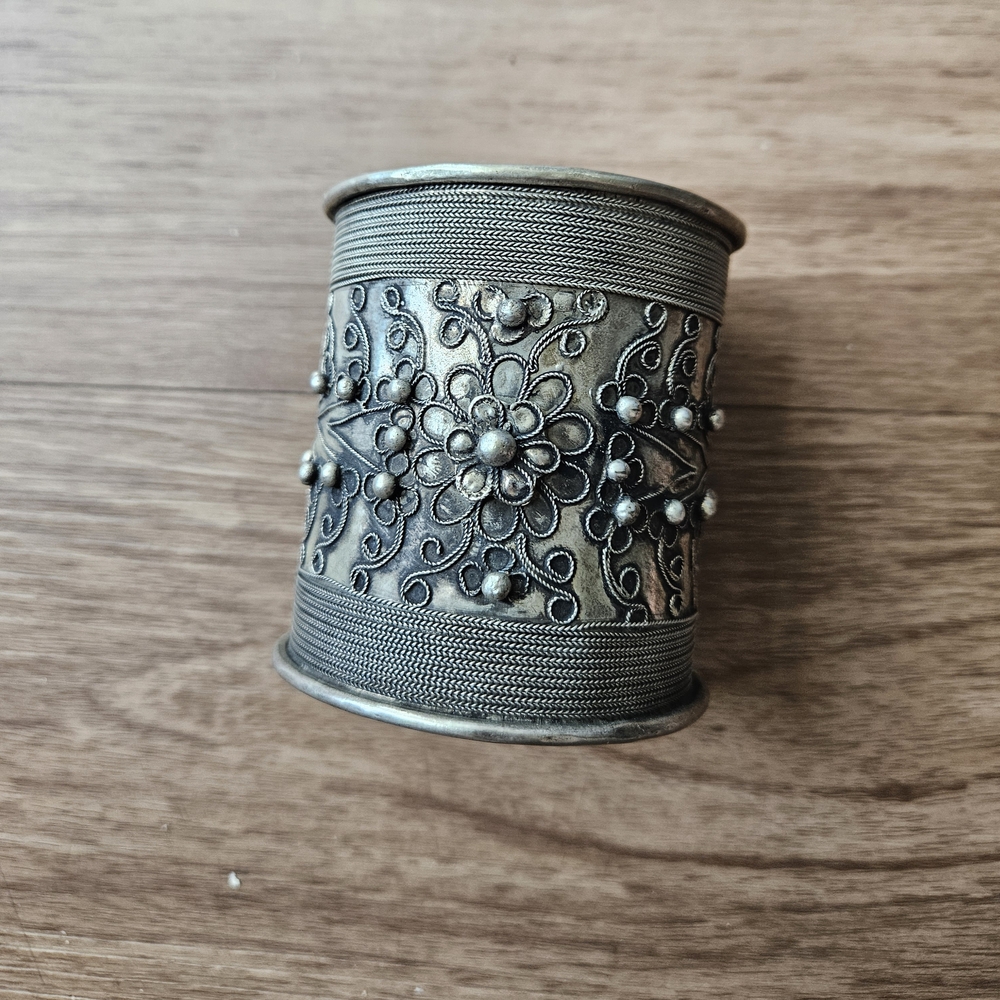 Intricate Silver Floral Cuff Bracelet